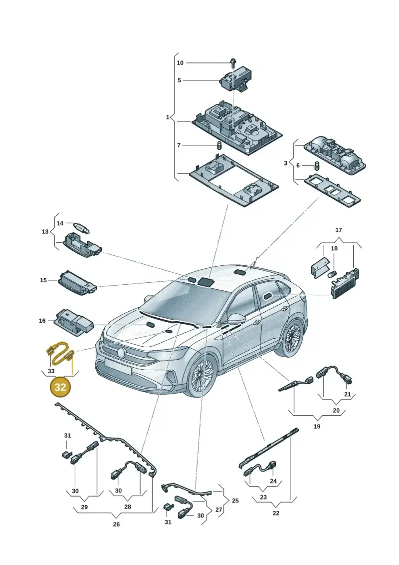 7P6947355D — Volkswagen Taigo (2021-2024) diagram 2f0947000, position 32