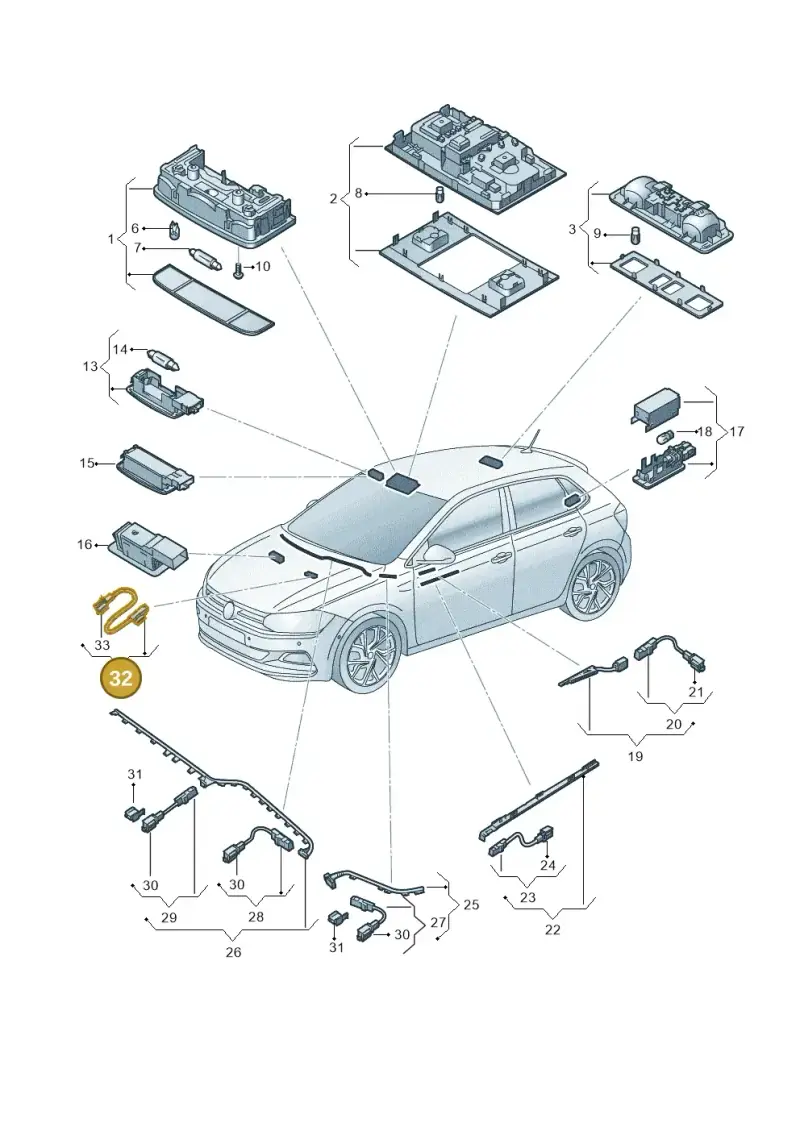 7P6947355E — Volkswagen Polo 1.0 BlueMotion (2017-2024) diagram 837947000, position 32