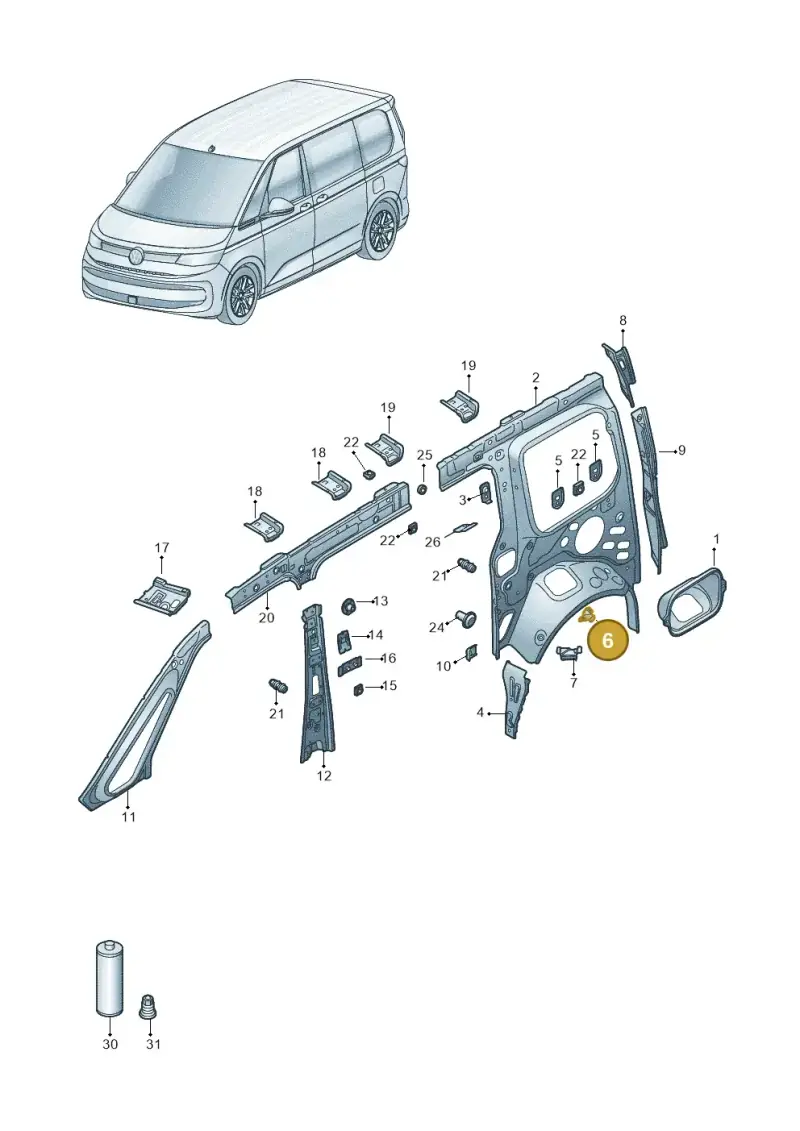 7T0201515 — Volkswagen Multivan (2021-) diagram 7t0809000, position 6