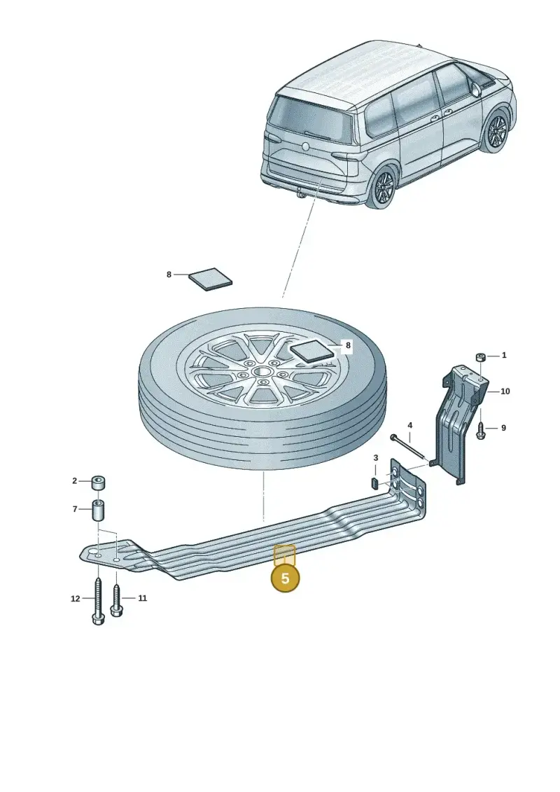 7T0801903A — Volkswagen Multivan (2021-) diagram 7t0801050, position 5