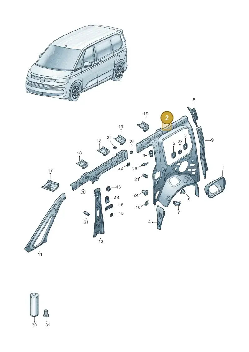 7T0809406G — Volkswagen Multivan (2021-) diagram 7t0809000, position 2