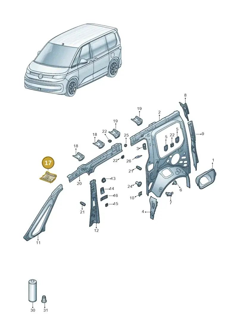 7T0817282 — Volkswagen Multivan (2021-) diagram 7t0809000, position 17