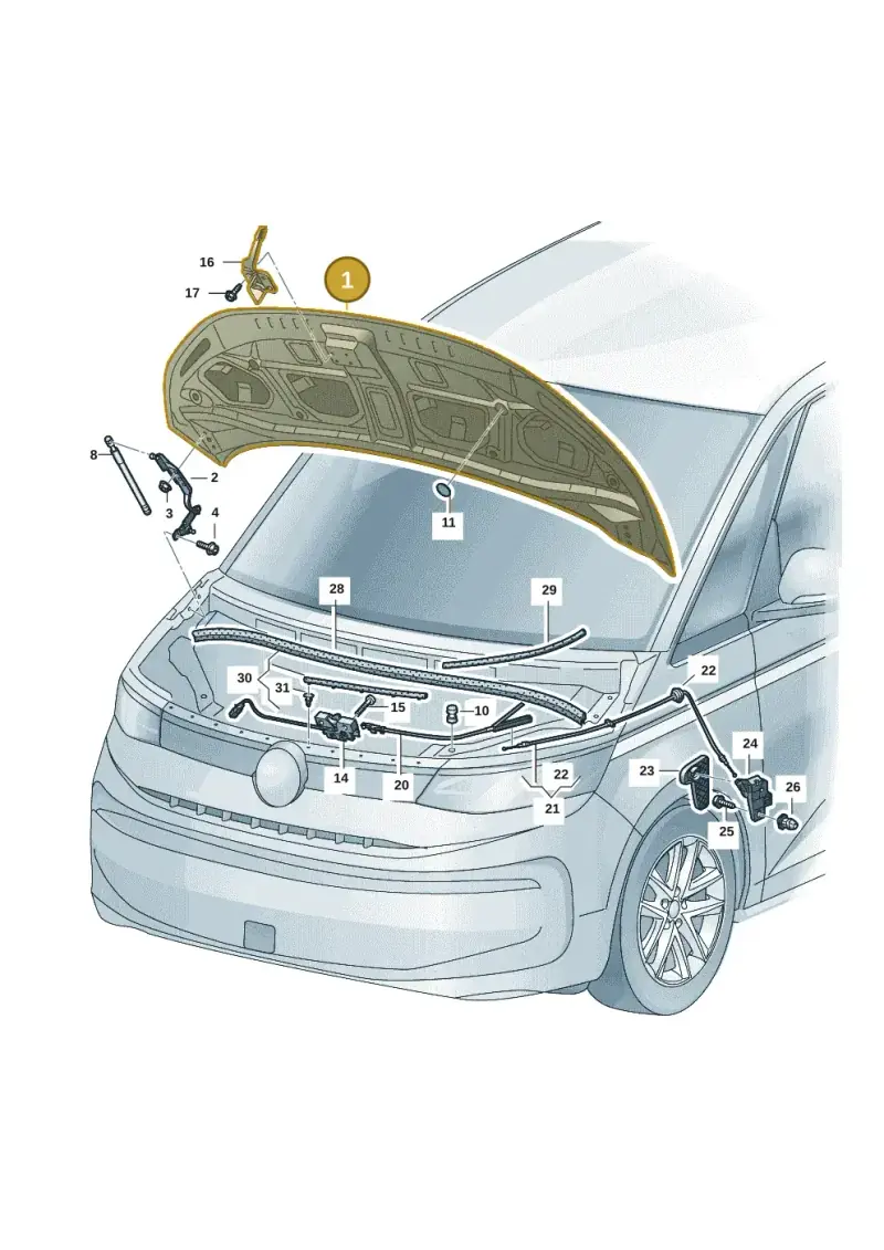 7T0823033D — Volkswagen Multivan (2021-) diagram 7t0823000, position 1