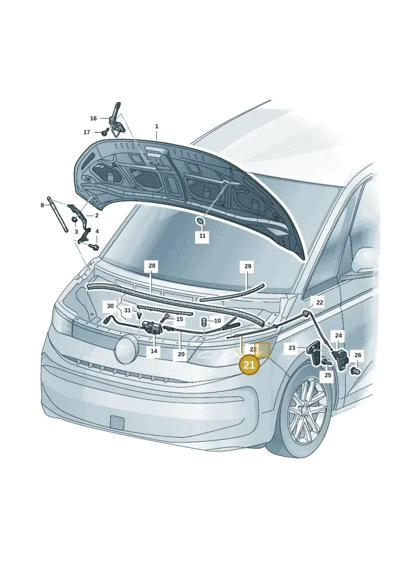 7T0823535A — Volkswagen Multivan (2021-) diagram 7t0823000, position 21
