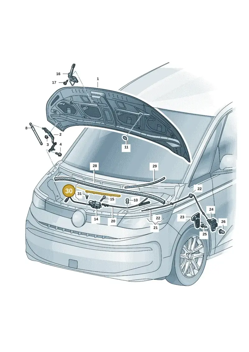 7T0823709A — Volkswagen Multivan (2021-) diagram 7t0823000, position 30