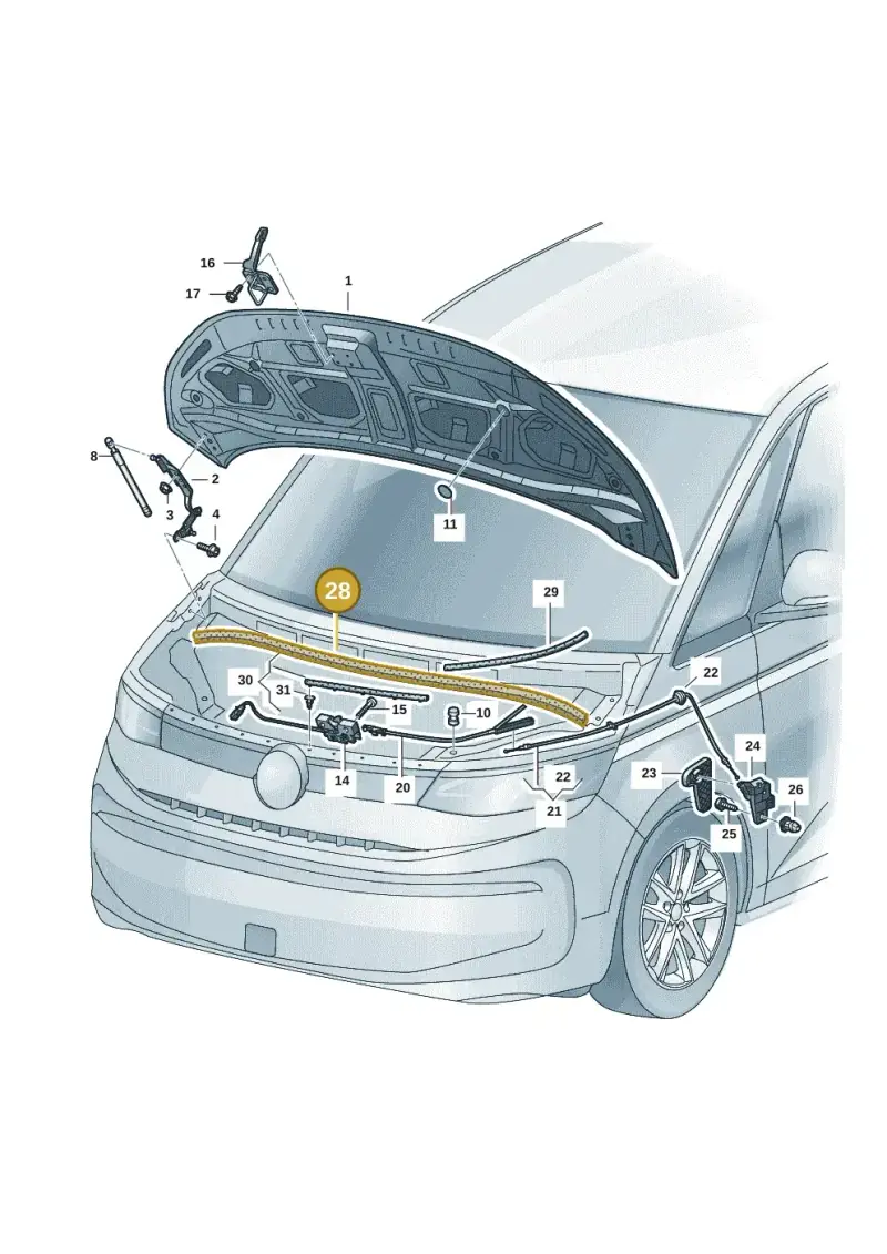 7T0823723A — Volkswagen Multivan (2021-) diagram 7t0823000, position 28