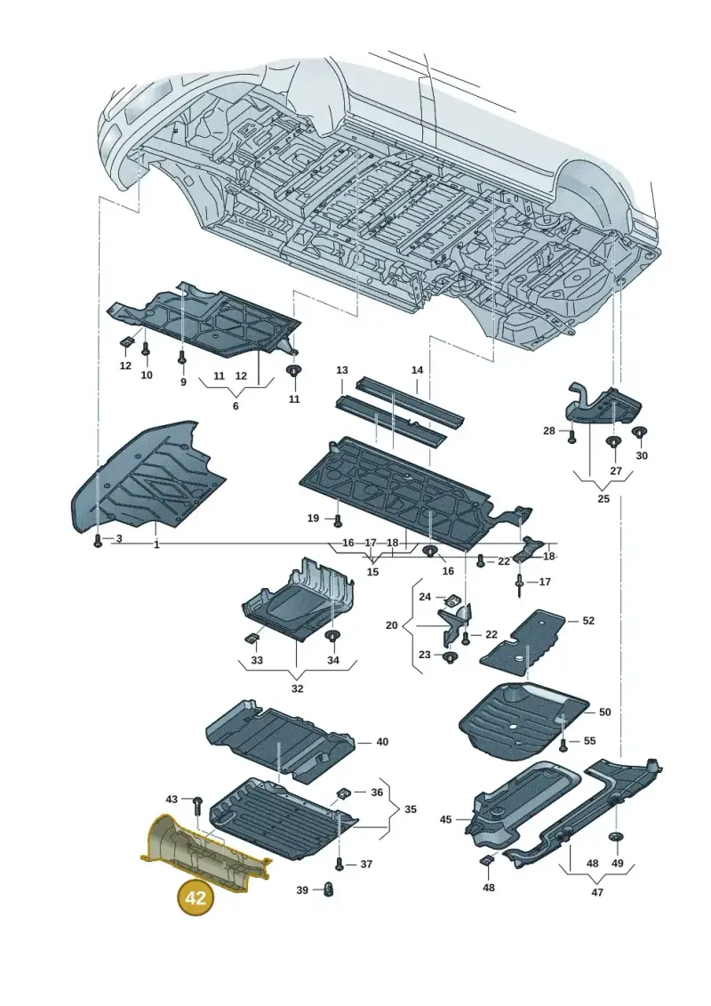7T0825755A — Volkswagen Multivan (2021-) diagram 7t0825010, position 42