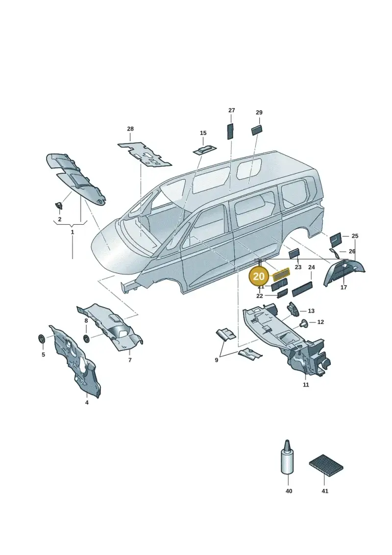 7T0863335A — Volkswagen Multivan (2021-) diagram 7t0863200, position 20