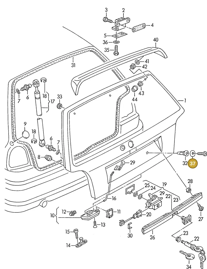 803955637 — Volkswagen Golf (1996-1997) diagram 121827200, position 37