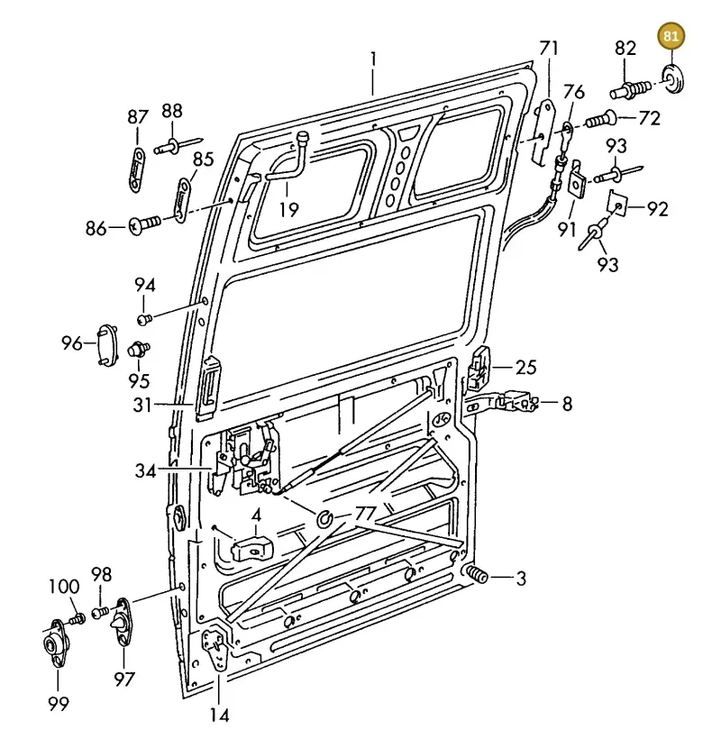 823837057A — Volkswagen TRANSPORTER SYNCRO (1996-2003) diagram 117843300, position 81