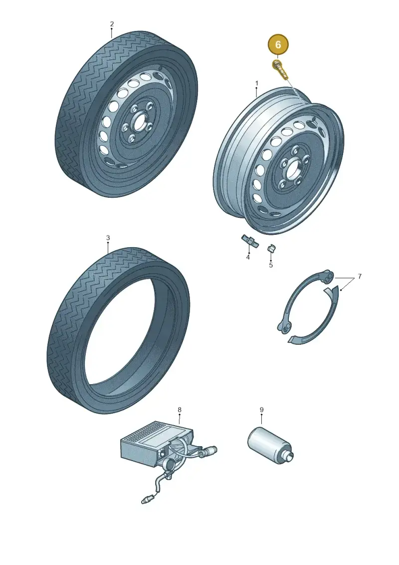 839601361A — Volkswagen Tiguan 2.0 (2023-) diagram 719601120, position 6
