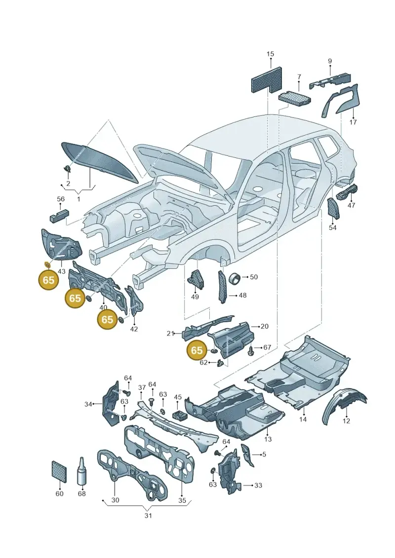 861941659 — Volkswagen Touareg (2012-2014) diagram 693863200, position 65
