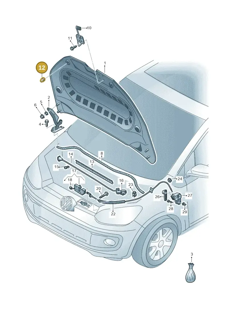 867827500A — Volkswagen Up! 1.0 BlueMotion (2016-2023) diagram 723823000, position 12