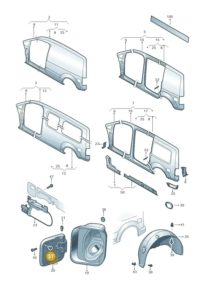 893877665A — Volkswagen Caddy Maxi Kombi (2010-2015) diagram 652809300, position 37