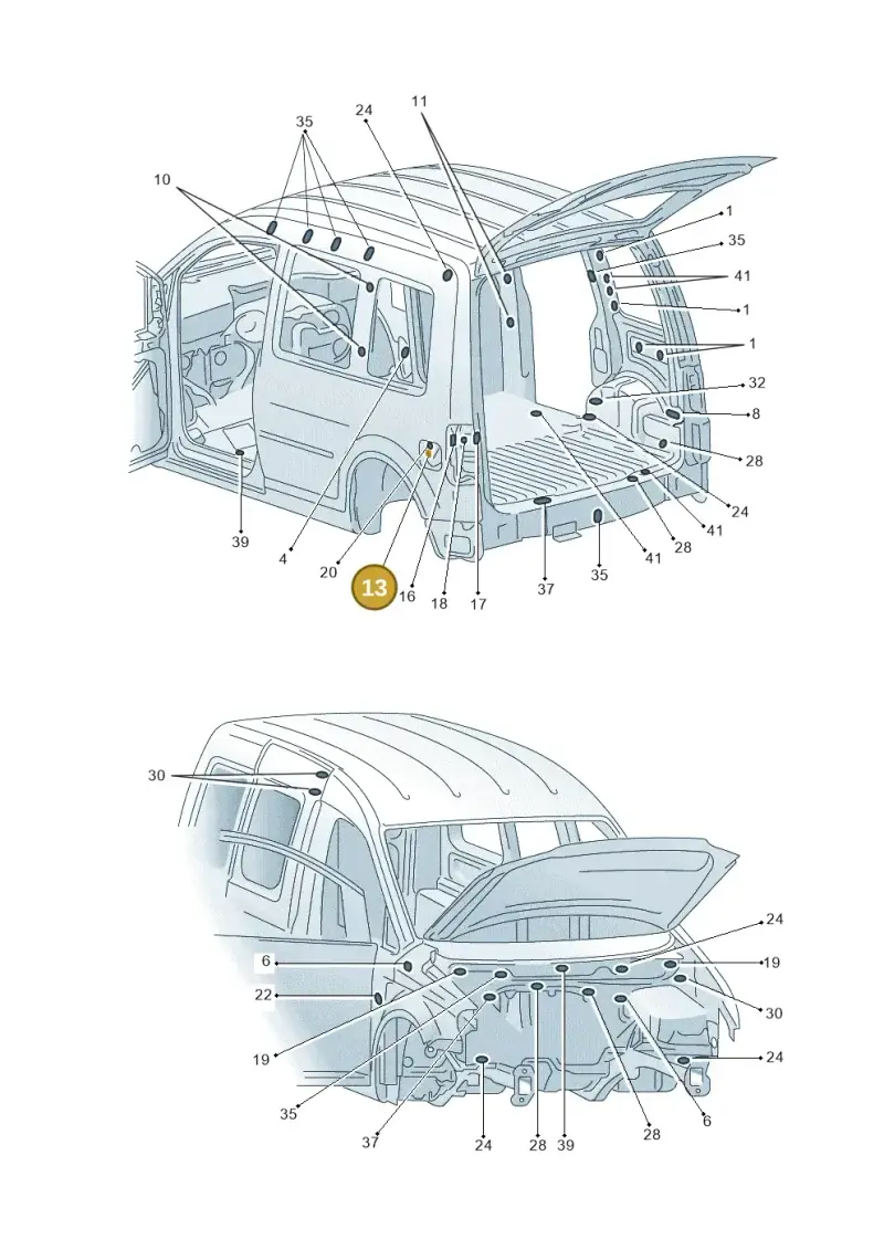 893877665A — Volkswagen Caddy kombi (2015-2020) diagram 443803360, position 13