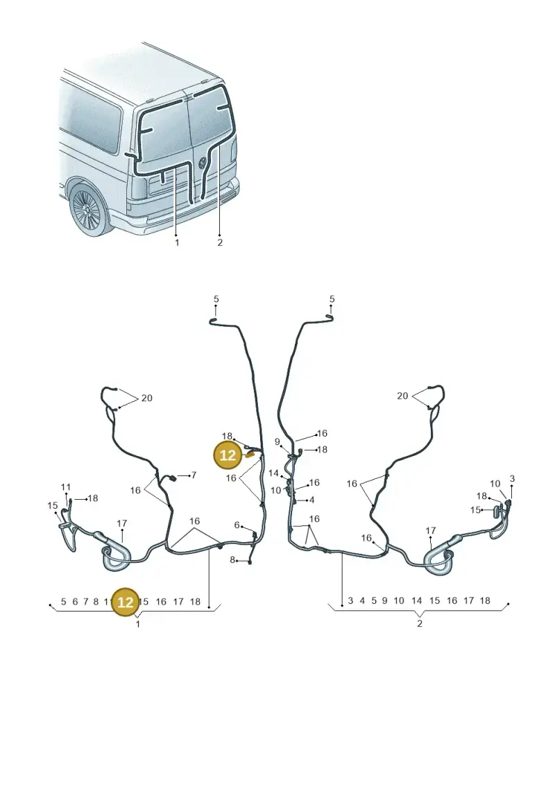 893971635 — Volkswagen Caravelle (2019-2024) diagram 7ep972083, position 12