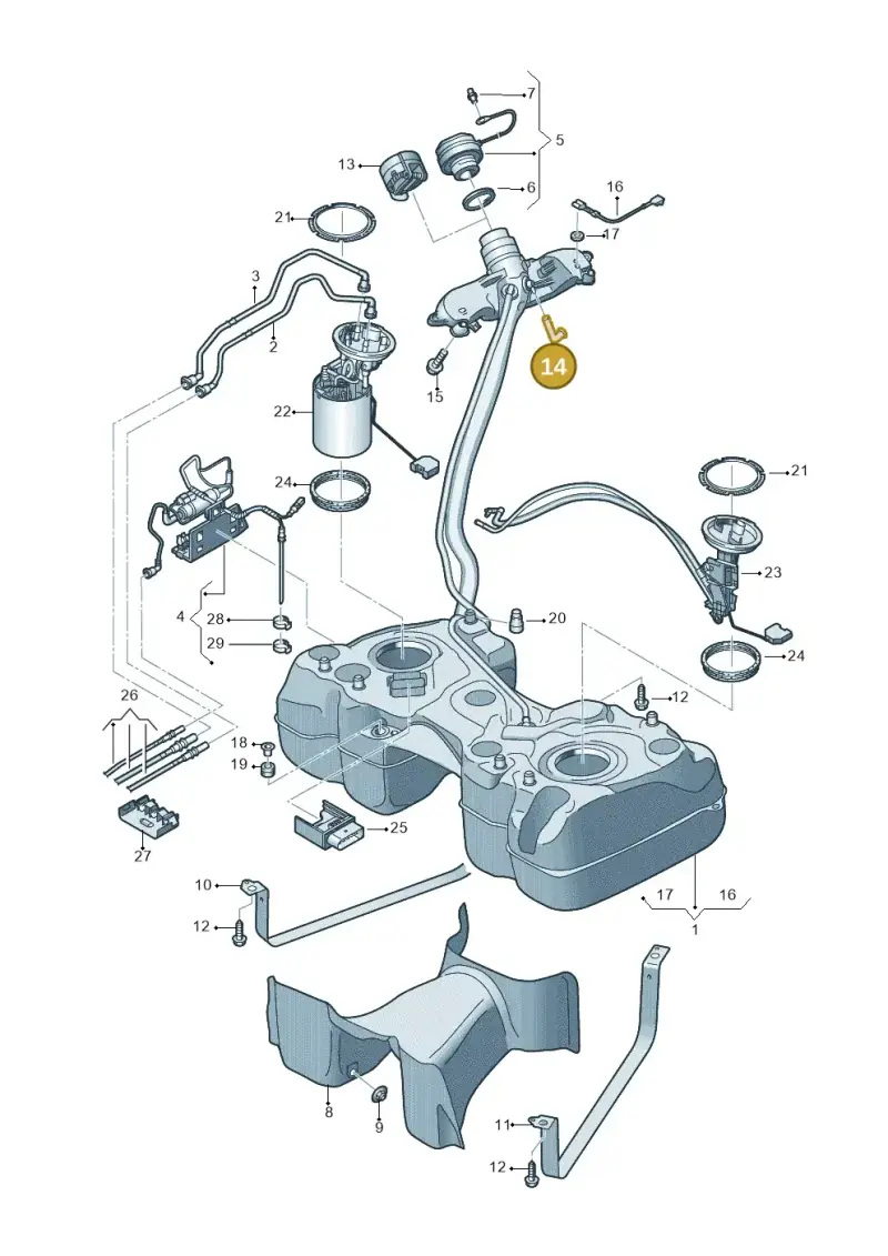 895201890 — Volkswagen Tiguan 2.0 (2023-) diagram 884201650, position 14