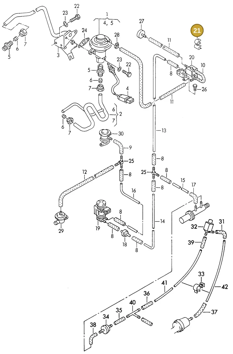 8A0201687 — Volkswagen TRANSPORTER SYNCRO (1996-2003) diagram 117131060, position 21