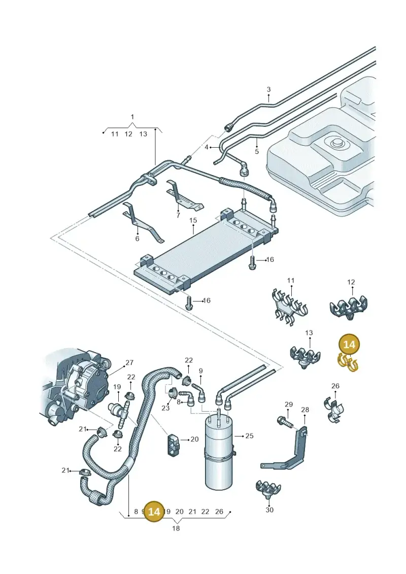 8A0201687 — Volkswagen Transp. caravelle (2008-2009) diagram 628201250, position 14