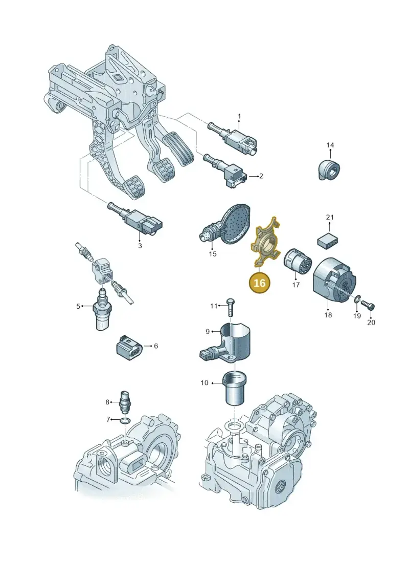 8A0945509 — Volkswagen Jetta Wagon (2001-2001) diagram 208945500, position 16