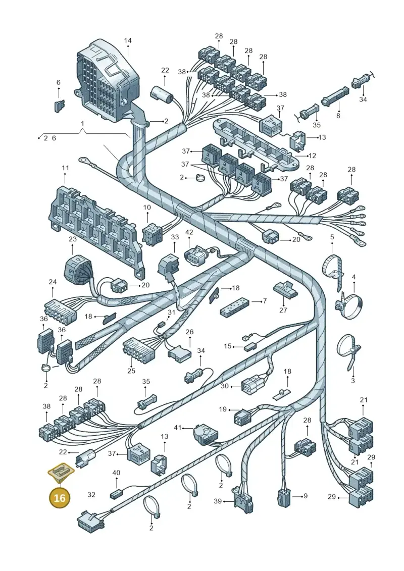 8A0971845AF — Volkswagen PASSAT/4MOTION/W8 (2002-2005) diagram 156971900, position 16