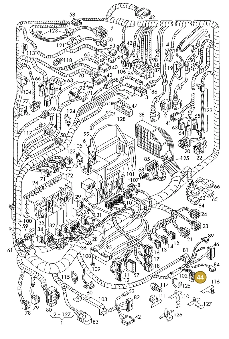 8A0971978 — Volkswagen Polo (2008-2009) diagram 225971850, position 44