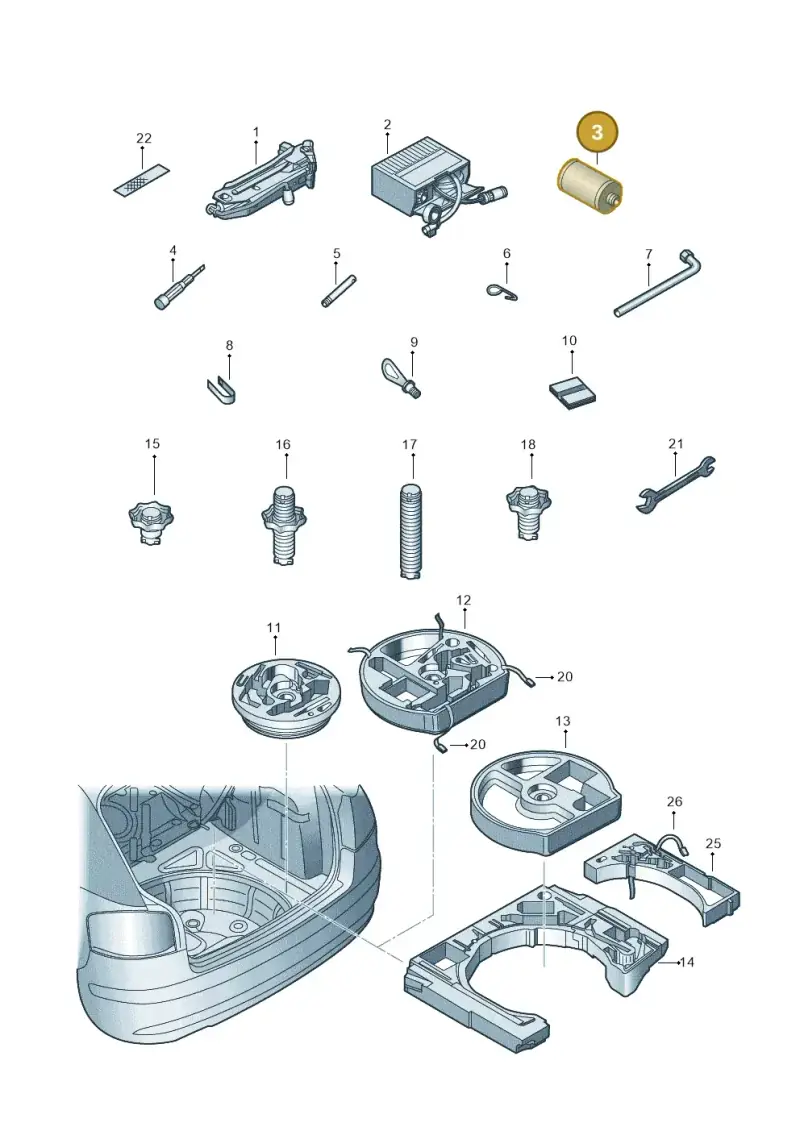 8D0012619A — Volkswagen Golf Cabriolet (2011-2016) diagram 420012000, position 3