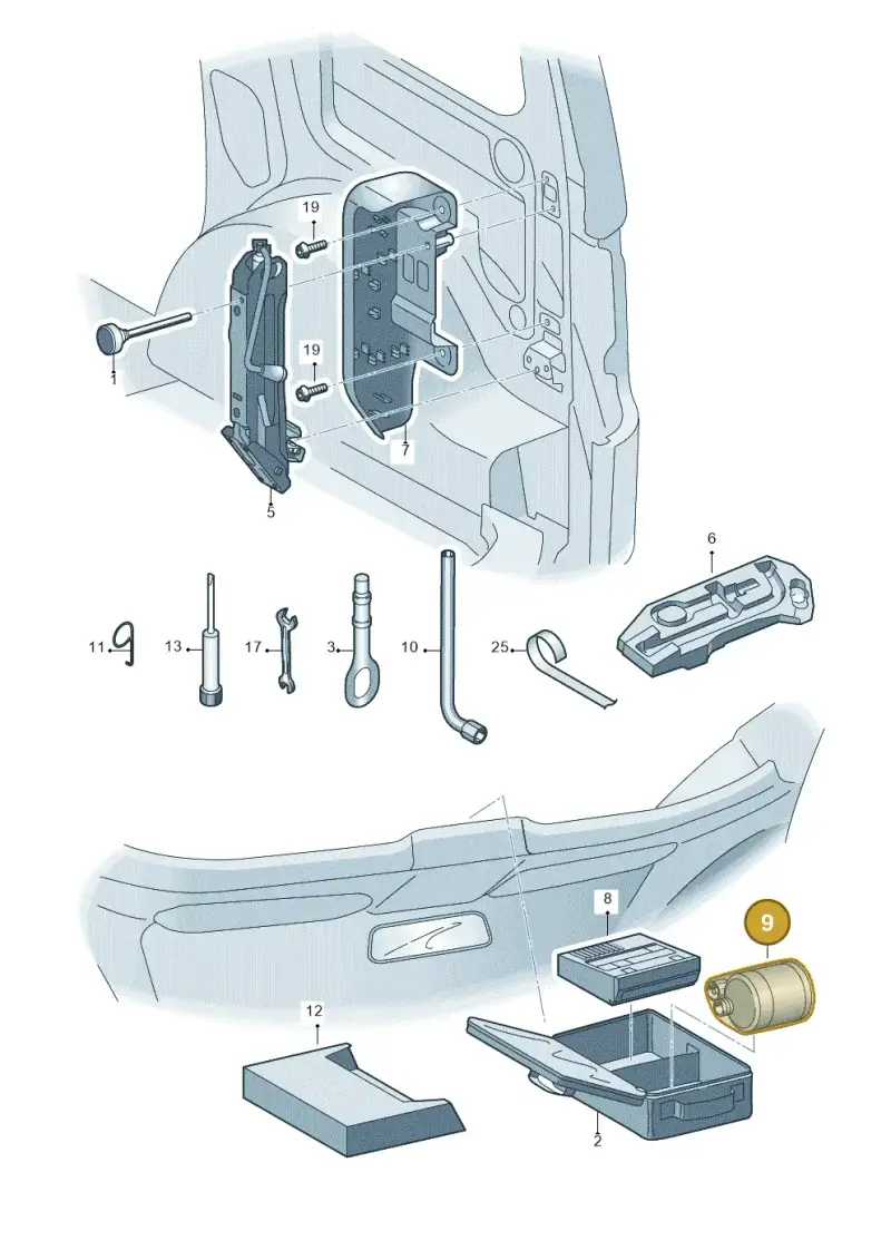 8D0012619A — Volkswagen Caddy kombi (2015-2020) diagram 443012000, position 9