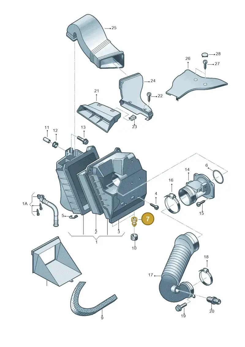8D0129669A — Volkswagen PASSAT/4MOTION/W8 (2002-2005) diagram 264129200, position 7