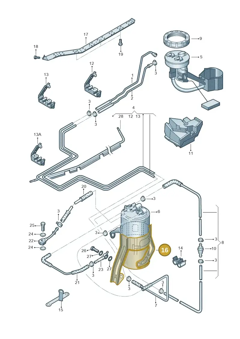 8D0201987C — Volkswagen PASSAT/4MOTION/W8 (2002-2005) diagram 195201250, position 16