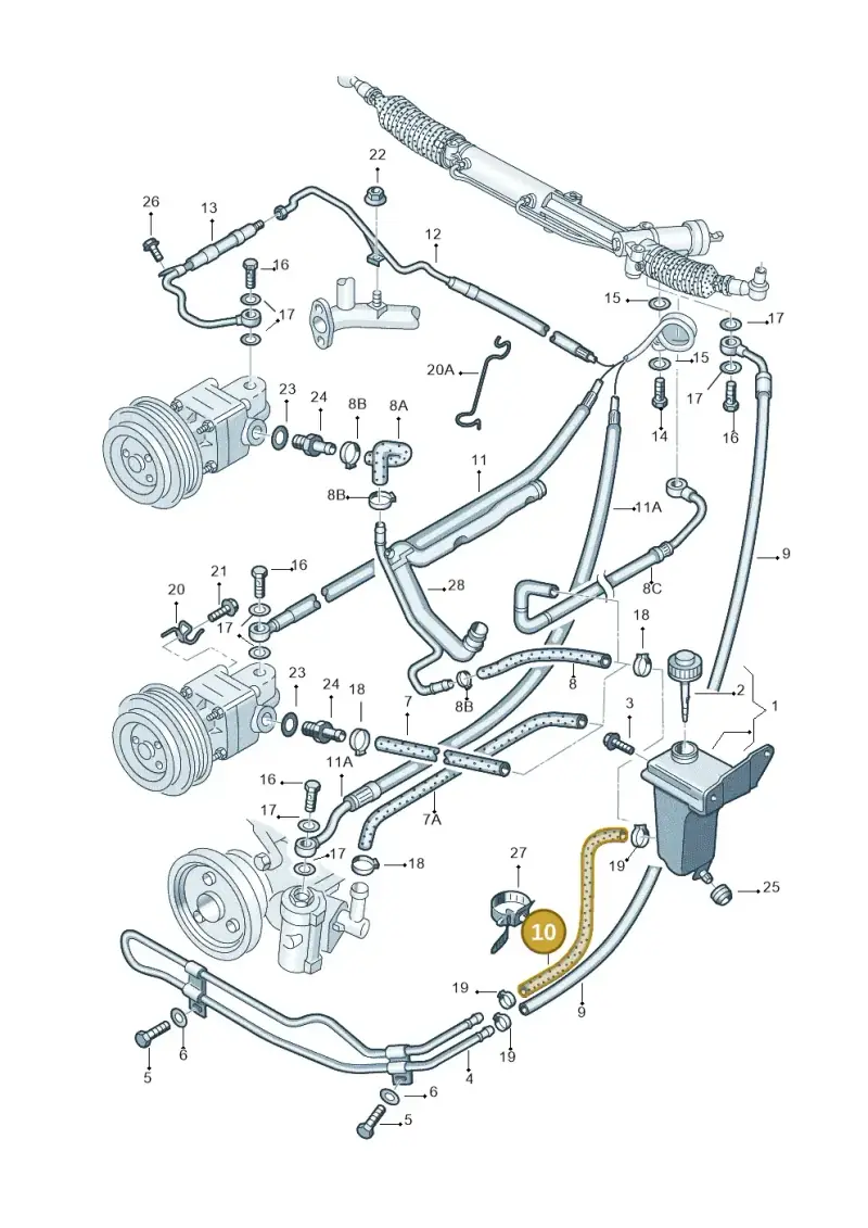 8D0422891C — Volkswagen Passat (1997-2000) diagram 195422450, position 10