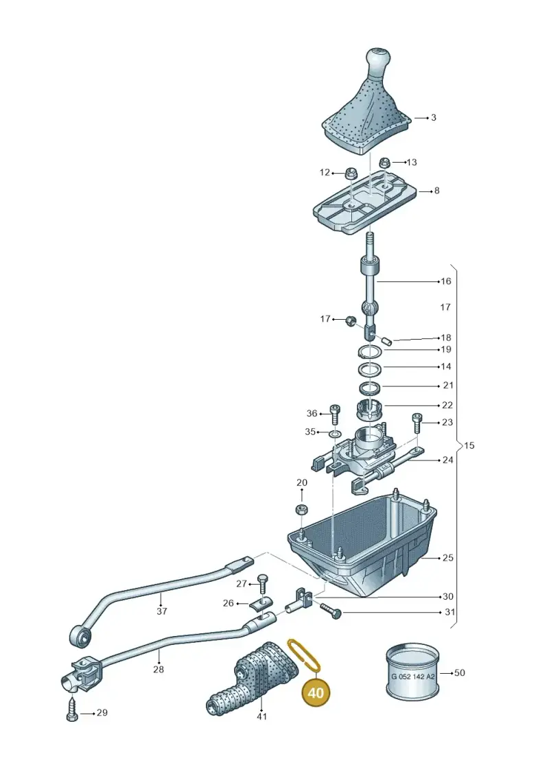 8D0711219 — Volkswagen PASSAT/4MOTION/W8 (2002-2005) diagram 226711350, position 40