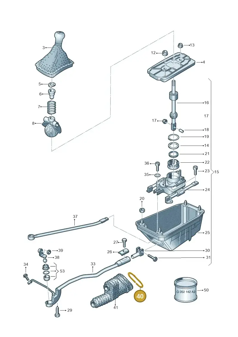 8D0711219 — Volkswagen PASSAT/4MOTION/W8 (2002-2005) diagram 226711450, position 40
