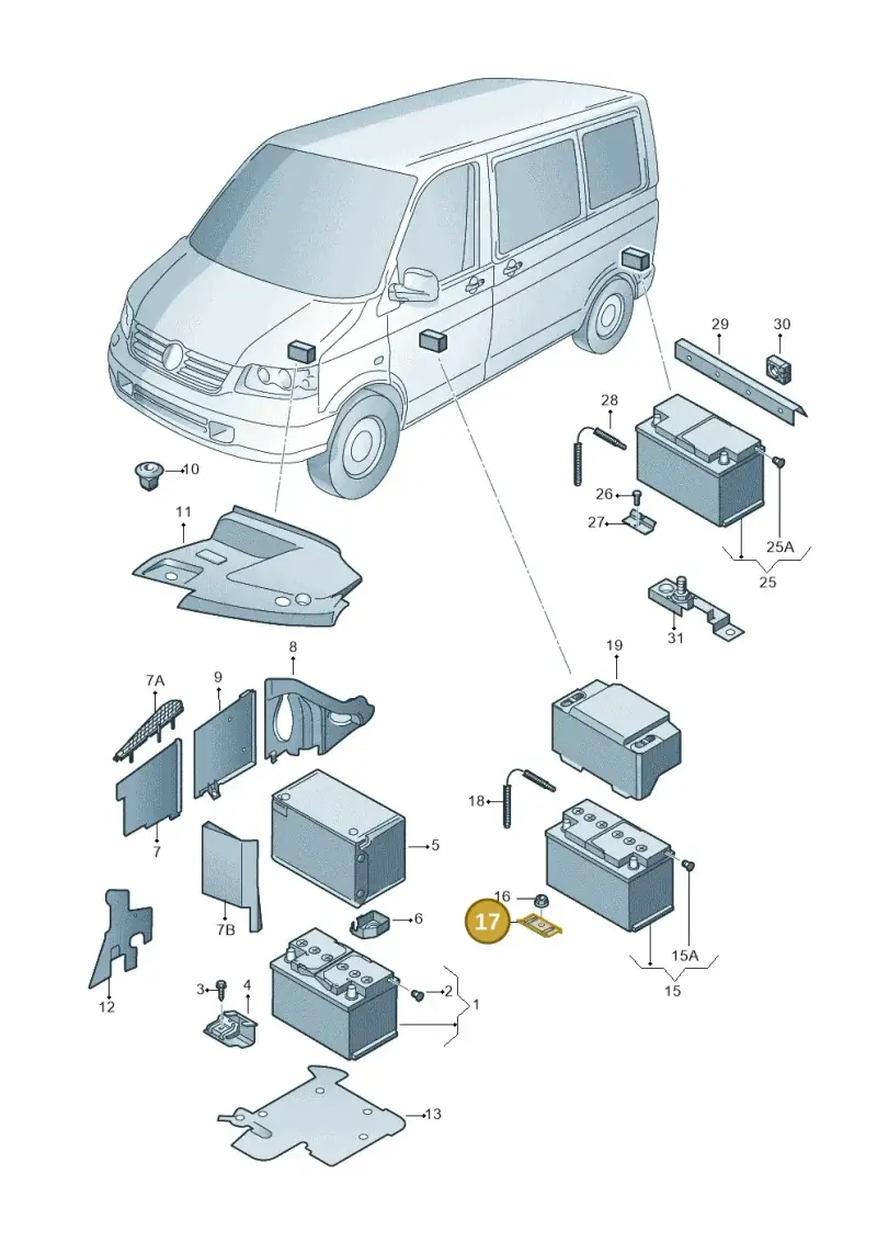 8D0803123A — Volkswagen Transp. dropside (2011-2015) diagram 731915000, position 17