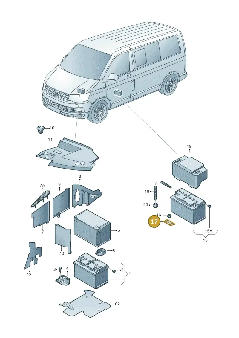 8D0803123A — Volkswagen Caravelle (2015-2019) diagram 861915000, position 17