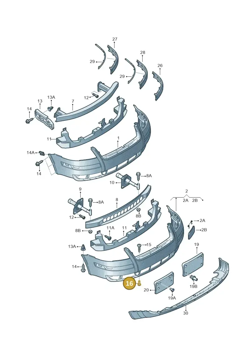 8D0805121B — Volkswagen PASSAT/4MOTION/W8 (2002-2005) diagram 226807000, position 16