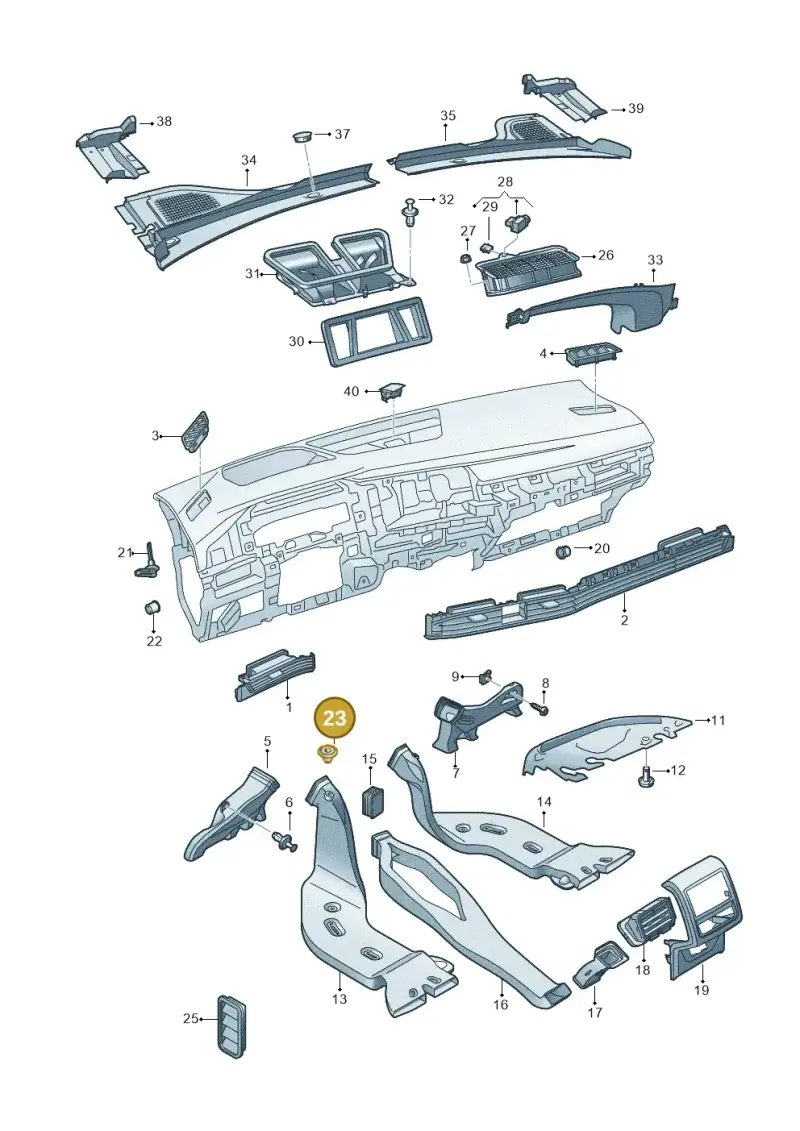 8D0819598 — Volkswagen Golf 2.0 BlueMotion (2019-2024) diagram 5h0819300, position 23