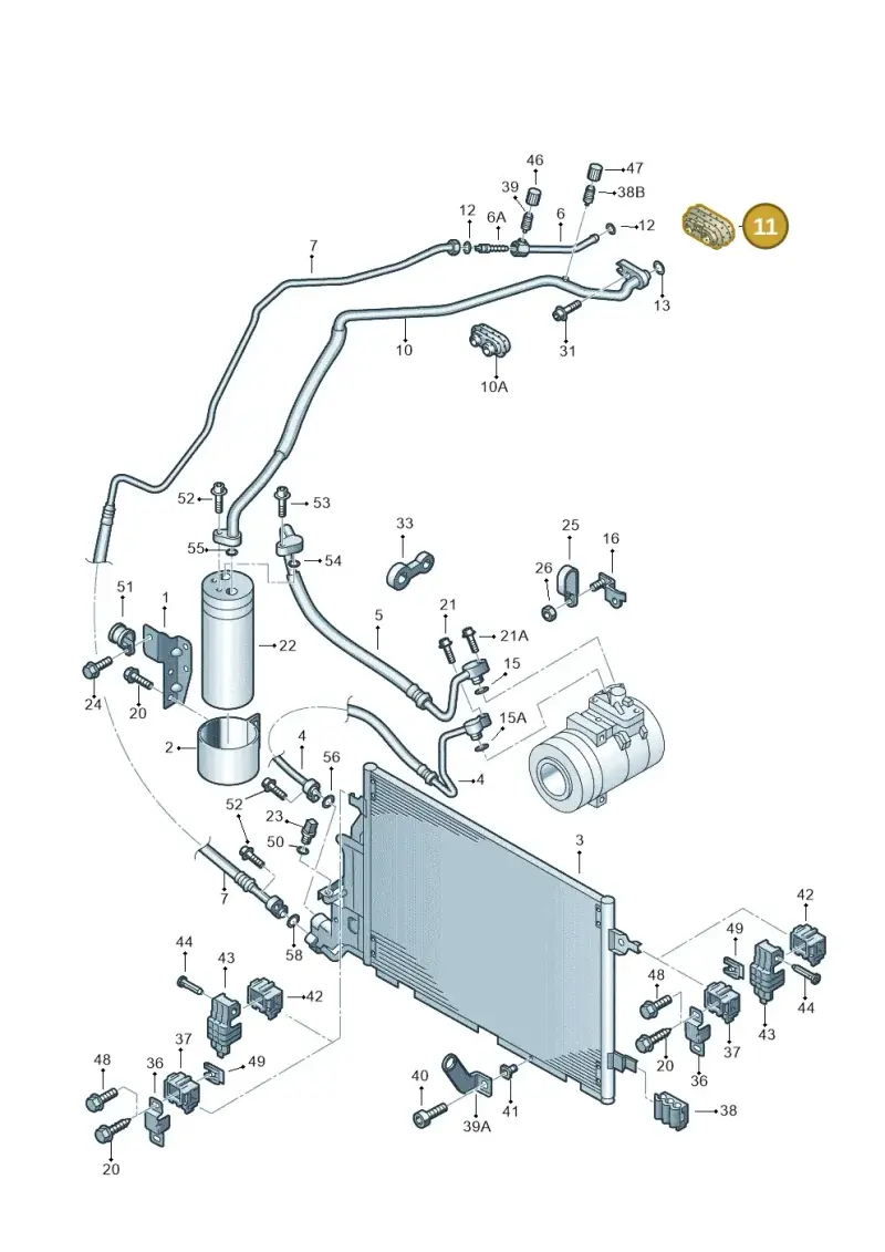 8D0820119A — Volkswagen PASSAT/4MOTION/W8 (2002-2005) diagram 226260450, position 11