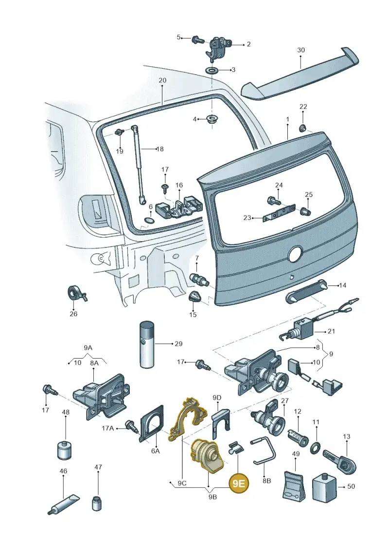 8D0827637 — Volkswagen FOX                  M.05> (2005-) diagram 357827200, position 9E