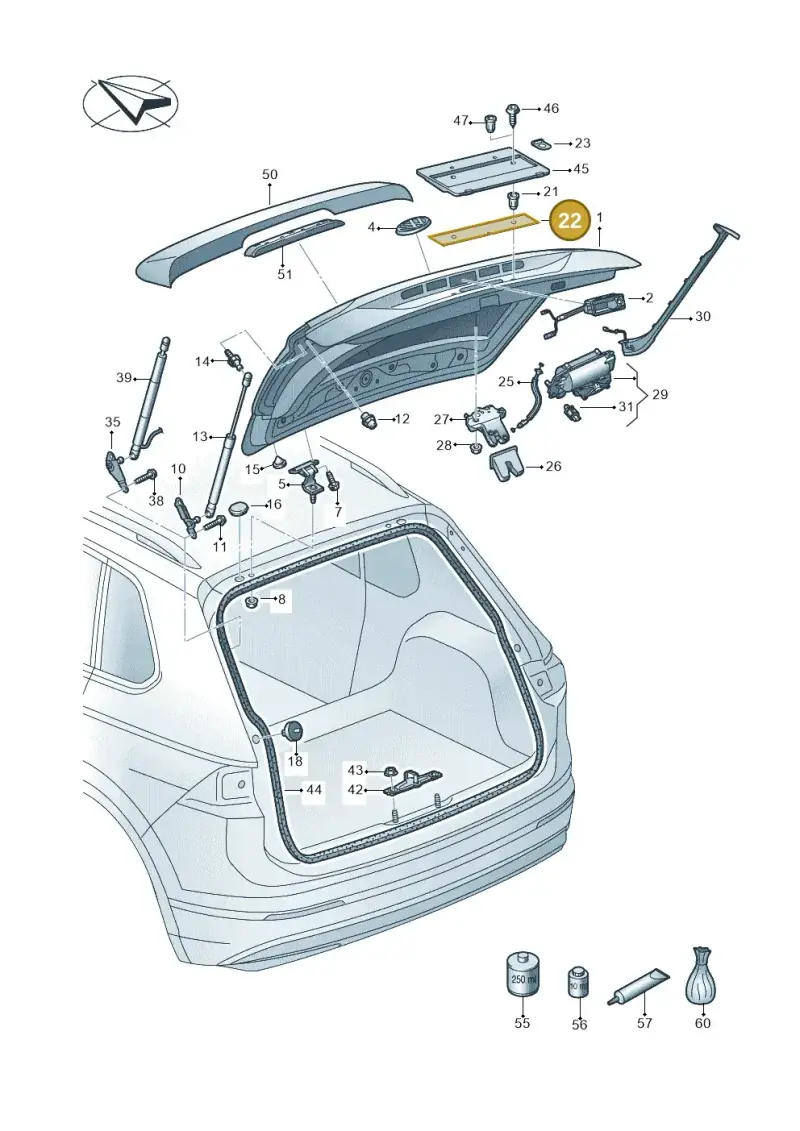 8D0853419D — Volkswagen Tiguan 2.0 4Motion (2016-2024) diagram 884827000, position 22