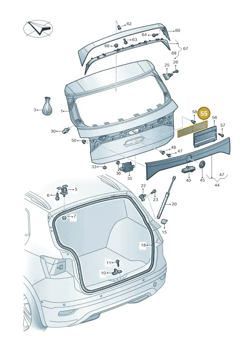 8D0853419D — Volkswagen T-Cross 1,0 (2018-2024) diagram 587827000, position 55