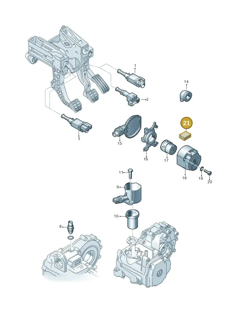 8D0971701 — Volkswagen Jetta/Wagon (2002-2006) diagram 201945500, position 21