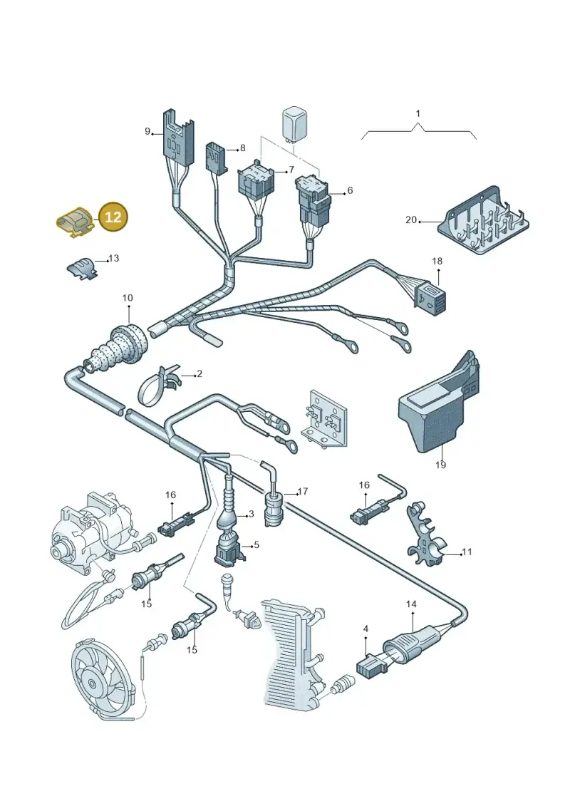 8D0971847A — Volkswagen PASSAT/4MOTION/W8 (2002-2005) diagram 265971700, position 12