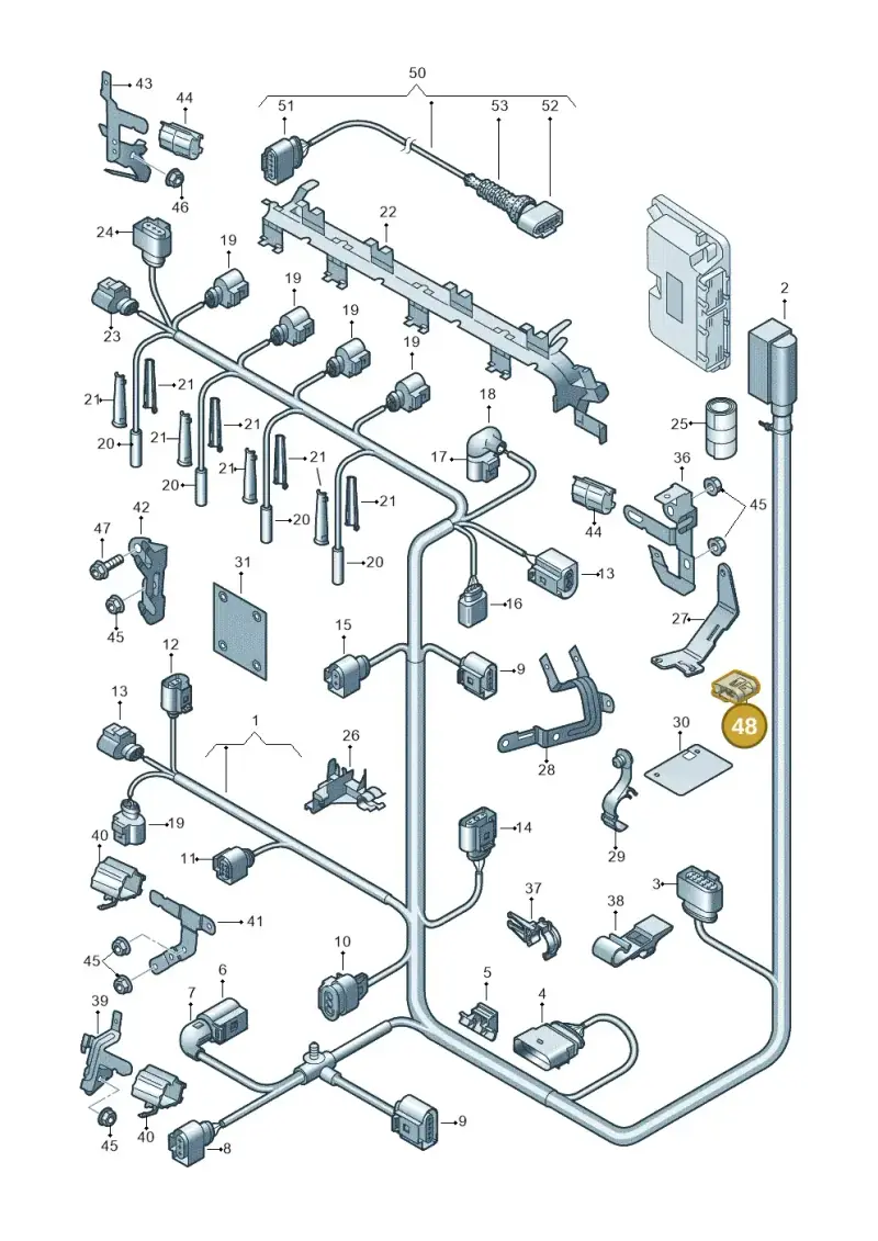 8D0971847A — Volkswagen Touran 2.0 (2010-2015) diagram 649971120, position 48