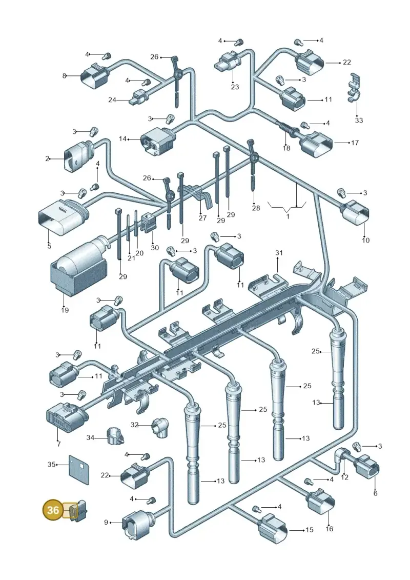 8D0971847A — Volkswagen Jetta (2010-2014) diagram 692971130, position 36