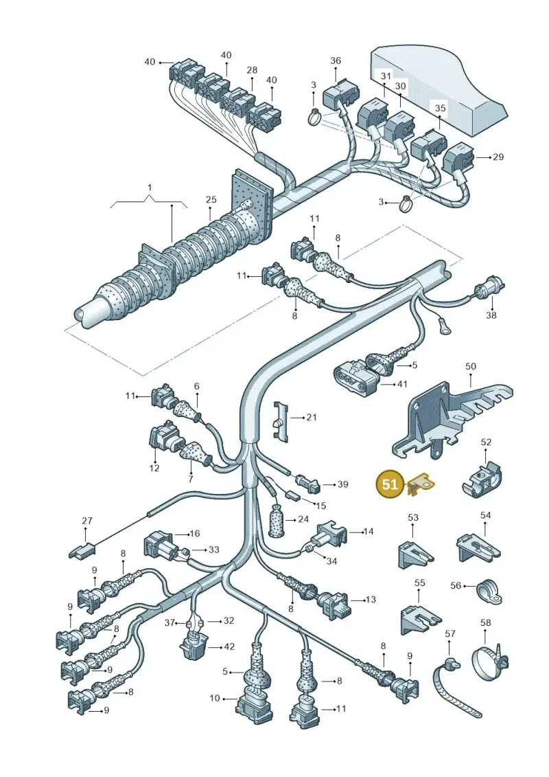 8D0971847J — Volkswagen PASSAT/4MOTION/W8 (2002-2005) diagram 156971100, position 51