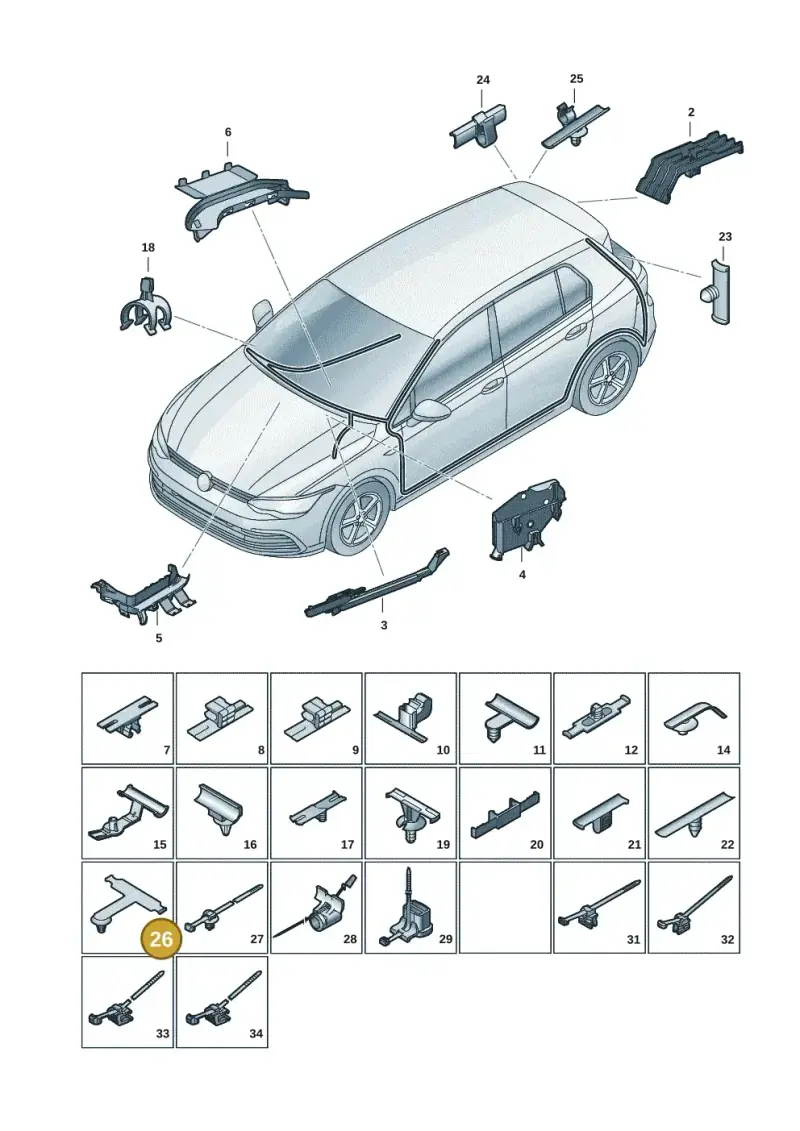 8D0971848AJ — Volkswagen Golf 2.0 BlueMotion (2019-2024) diagram 5h0971091, position 26