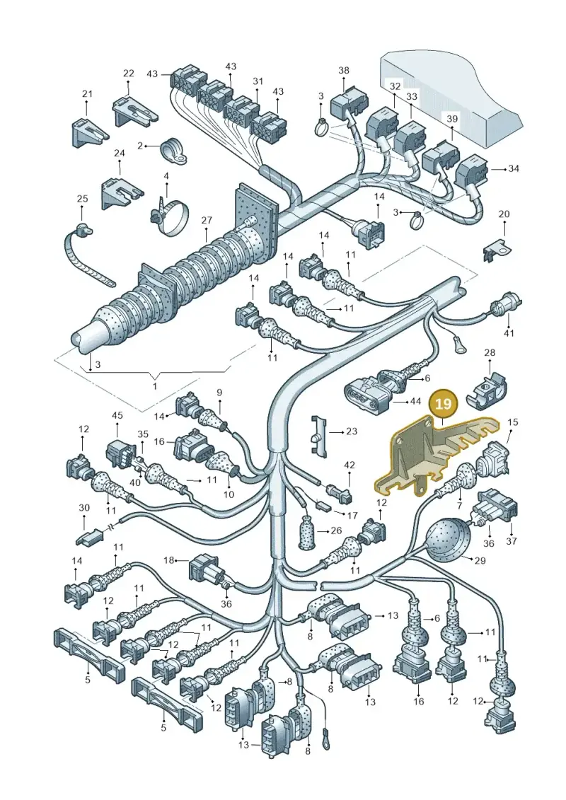 8D0971848B — Volkswagen PASSAT/4MOTION/W8 (2002-2005) diagram 156971180, position 19