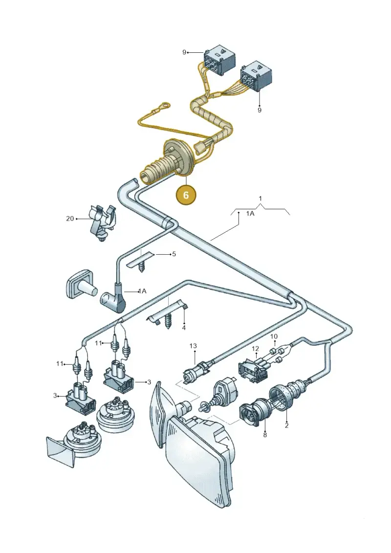 8D0971871 — Volkswagen PASSAT/4MOTION/W8 (2002-2005) diagram 157971440, position 6