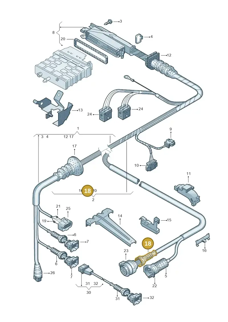8D0972525 — Volkswagen PASSAT/4MOTION/W8 (2002-2005) diagram 156972160, position 18